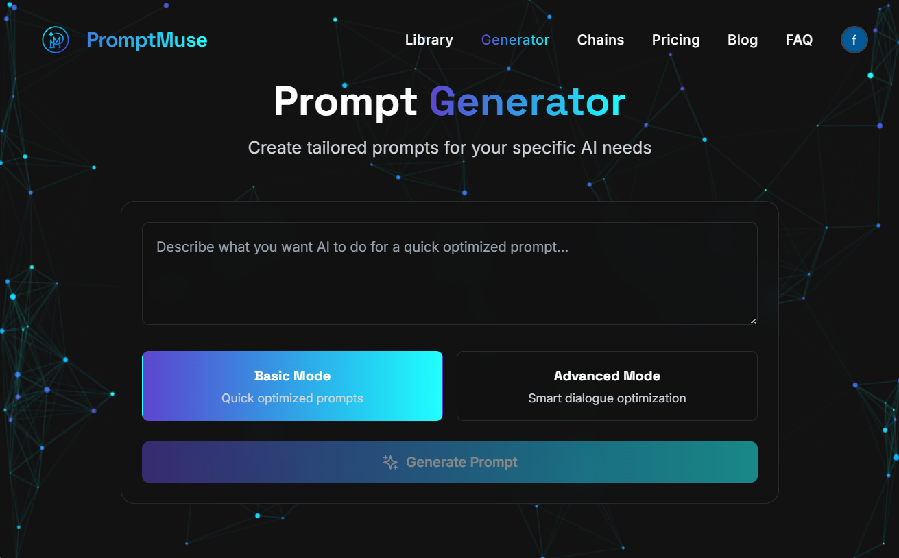 PromptMuse：提供AI提示词生成与管理的智能平台-1
