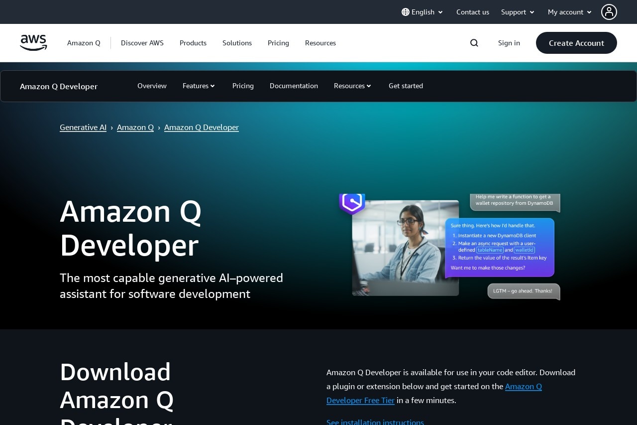 Amazon Q Developer：实时生成代码建议的AI编程助手-1