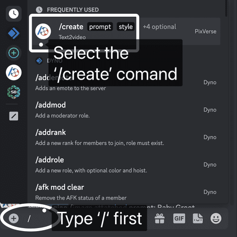 PixVerse教程：Discord中使用 /Create 用文本提示生成视频-2