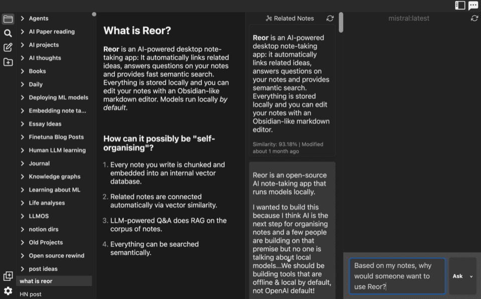 Reor：AI驱动的个人知识库，提供自动链接、语义搜索和 AI 闪卡功能-1