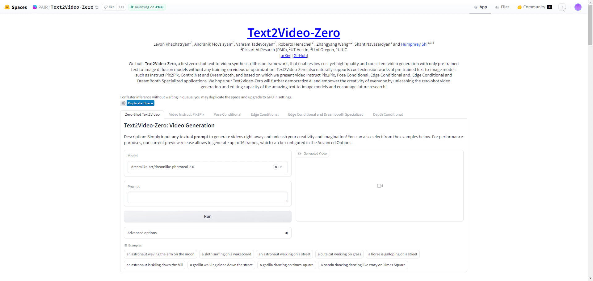 Text2Video-Zero：Picsart AI Research团队发布的文本到视频零样本生成器