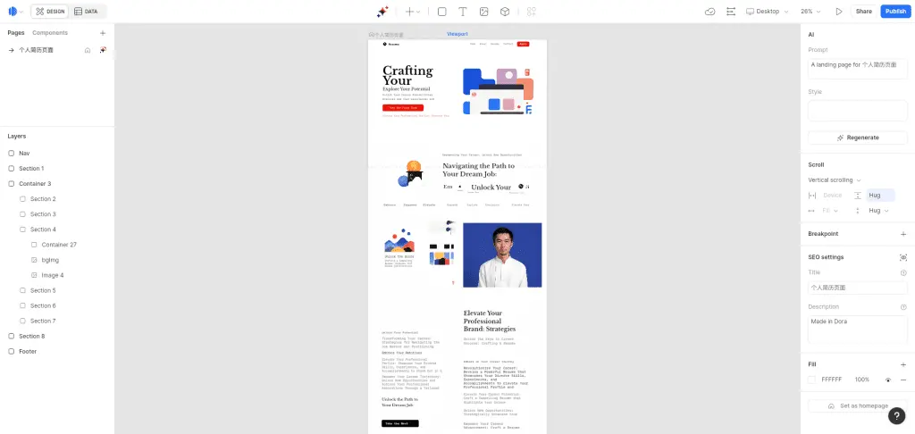 Dora: Code-Free Design & Publishing 3D Animated Website Builder - AI ...