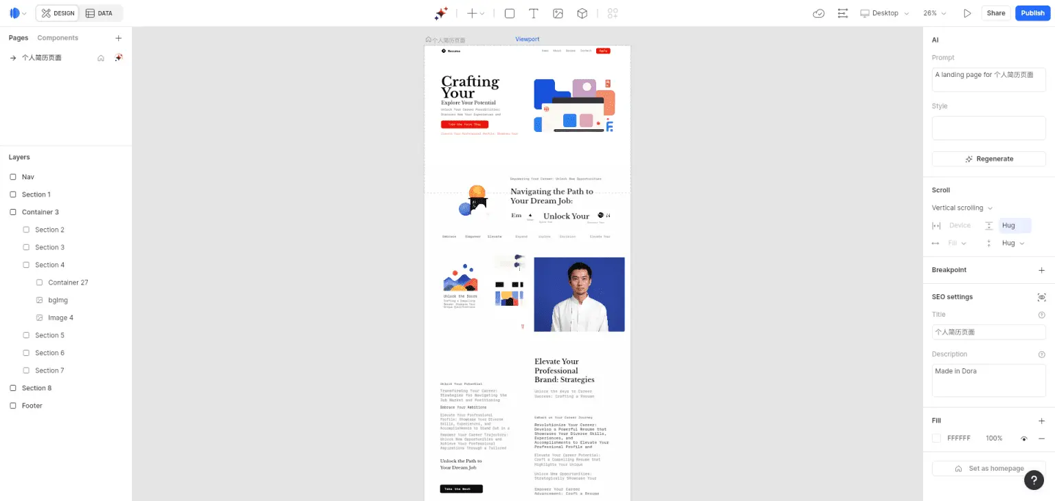 Dora: Code-Free Design & Publishing 3D Animated Website Builder - AI ...