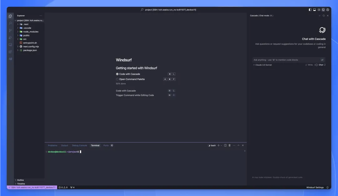 3分钟部署上线官网，我用 Windsurf 和 Devbox一键搞定开发环境-7
