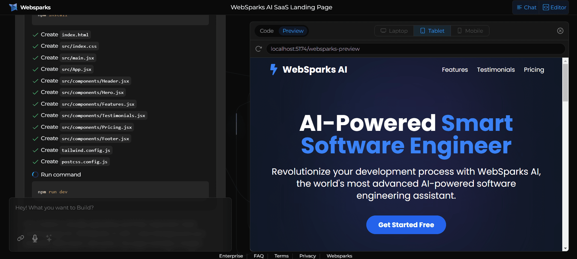 Websparks：AI驱动的软件工程师助手，快速创建生产级应用-1