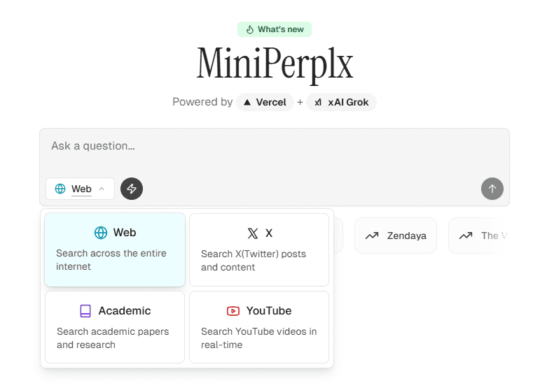 MiniPerplx：模仿Perplexity的开源项目，集成AI对话、网页搜索、天气查询等功能-1