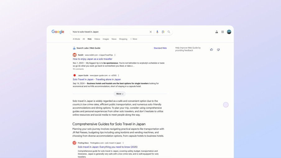 Google Web Guide上线测试：用AI重塑搜索结果的呈现方式-1