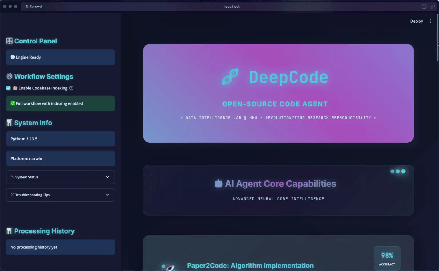 DeepCode:将论文和文本自动生成为代码的智能体系统 - AI生产力工具