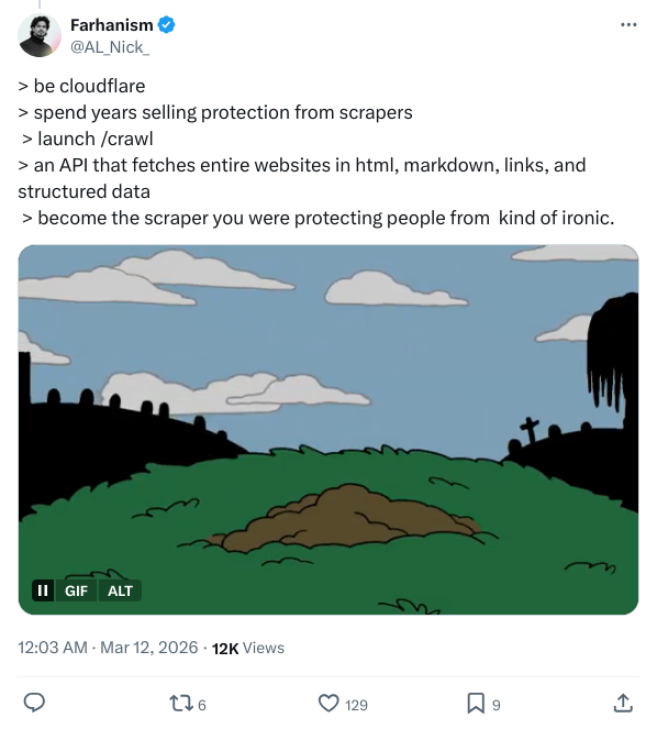 图：AL_Nick_ 转发的爬虫讽刺推文